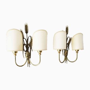 Hollywood Regency Wall Lights in Brass from Hans Kögl, 1970s, Set of 2-FJP-1729842