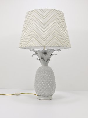 Hollywood Regency White Pineapple Table Lamp from Tommaso Barbi, Italy, 1970s-MWV-1794106