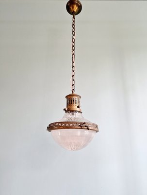 Holophane Pendant Lamp in Prismatic Glass, 1920s-FAX-2023699