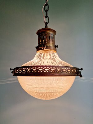 Holophane Pendant Lamp in Prismatic Glass, 1920s-FAX-2023699