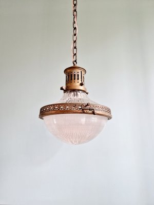 Holophane Pendant Lamp in Prismatic Glass, 1920s-FAX-2023699