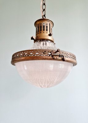 Holophane Pendant Lamp in Prismatic Glass, 1920s-FAX-2023699