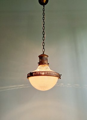 Holophane Pendant Lamp in Prismatic Glass, 1920s-FAX-2023699