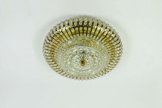 Holywood Regency Style rass & Crystal Chandelier by Christoph Palme for Palwa, 1960s