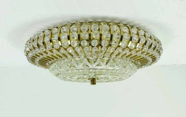 Holywood Regency Style rass & Crystal Chandelier by Christoph Palme for Palwa, 1960s-FH-851015