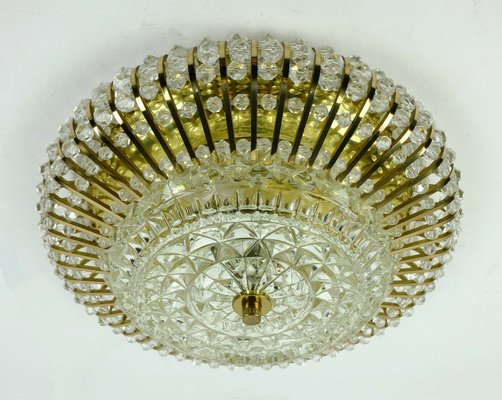 Holywood Regency Style rass & Crystal Chandelier by Christoph Palme for Palwa, 1960s-FH-851015