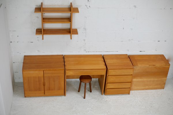 Home Regain: Modular Office Set. Pine. France, Circa 1975 from Maison Regain, Set of 5-MAO-1251468