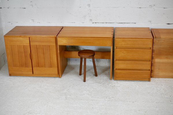 Home Regain: Modular Office Set. Pine. France, Circa 1975 from Maison Regain, Set of 5-MAO-1251468