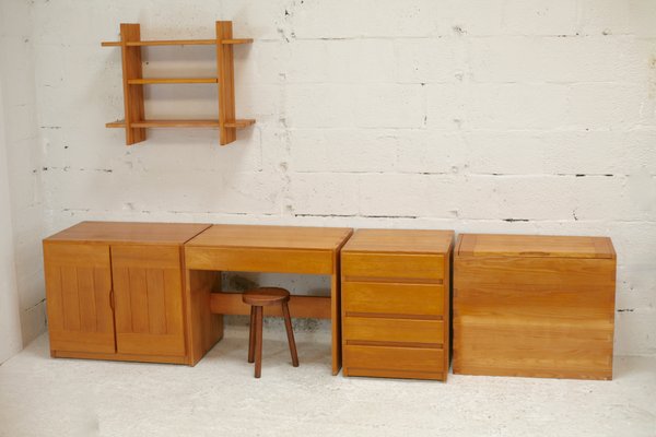 Home Regain: Modular Office Set. Pine. France, Circa 1975 from Maison Regain, Set of 5-MAO-1251468