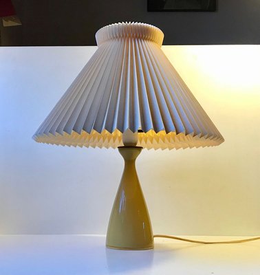 Honey Yellow Cased Glass Table Lamp by Jacob E. Bang for Kastrup, 1950s-LCR-783730