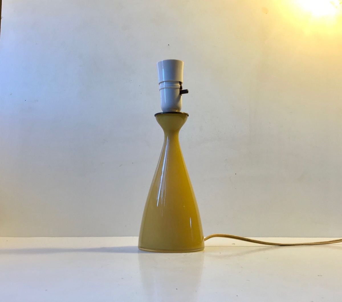 Honey Yellow Cased Glass Table Lamp by Jacob E. Bang for Kastrup, 1950s