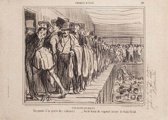 Honoré Daumier - A Visit To Bains - Original Lithograph - 1858-ZCI-870864