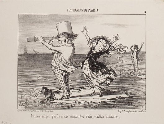 Honoré Daumier, Parisians Surprised by the Tide, Lithograph, 1852-ZCI-870971