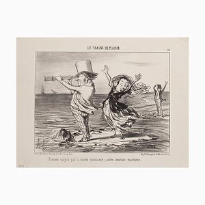 Honoré Daumier, Parisians Surprised by the Tide, Lithograph, 1852-ZCI-870971