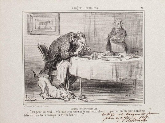 Honoré Daumier, Scêne D'Hippophagie, Lithograph, 1857-ZCI-870993