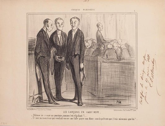 Honoré Daumier, The Boys In Black Habit, Lithograph, 1850s