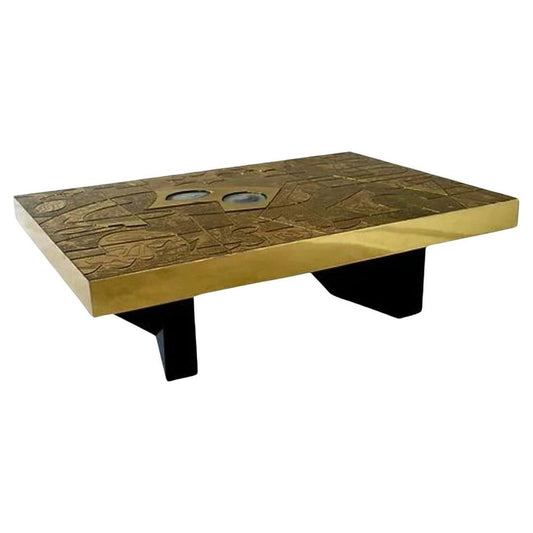 Horizon 2 Coffee Table in Stone and Brass by Brutalist Be