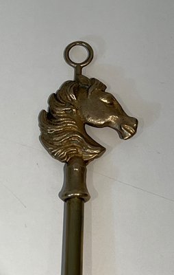 Horse Head Fire Tools in Brass in the style of the Maison Jansen, 1950s, Set of 5-BA-1780969