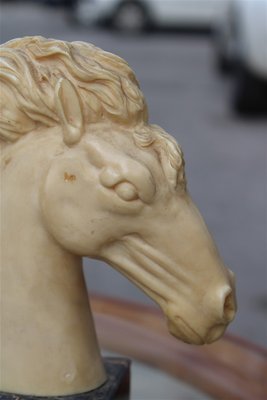 Horse Head Sculptures with Marble & Faux Ivory, 1950s, Set of 2-EH-776769