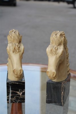 Horse Head Sculptures with Marble & Faux Ivory, 1950s, Set of 2-EH-776769