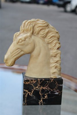 Horse Head Sculptures with Marble & Faux Ivory, 1950s, Set of 2-EH-776769