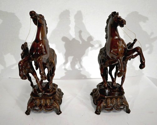 Horses Fireplace Set in the style of G. Coustou, Set of 3-RVK-1395154