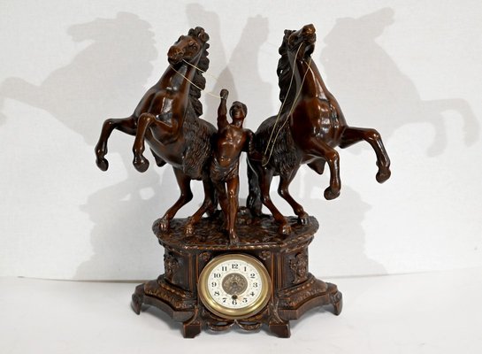 Horses Fireplace Set in the style of G. Coustou, Set of 3-RVK-1395154