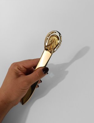 Horseshoe Letter Opener in Brass & Chrome by Gucci, 1970s-UIW-2036666