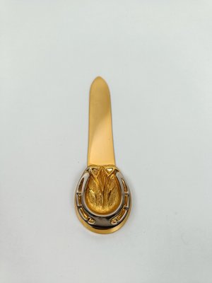 Horseshoe Letter Opener in Brass & Chrome by Gucci, 1970s-UIW-2036666