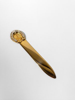 Horseshoe Letter Opener in Brass & Chrome by Gucci, 1970s-UIW-2036666