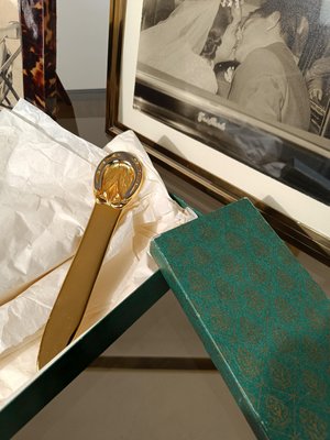 Horseshoe Letter Opener in Brass & Chrome by Gucci, 1970s-UIW-2036666