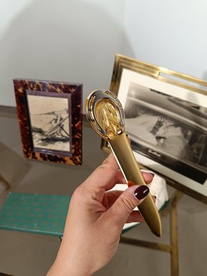 Horseshoe Letter Opener in Brass & Chrome by Gucci, 1970s-UIW-2036666