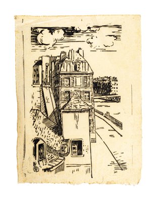 House on The River - Original Woodcut - First Half of 20th Century First Half of 20th Century-ZCI-755354