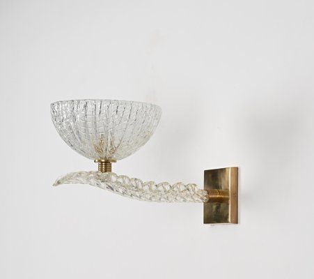 Huge Barovier Murano Leaf Glass and Brass Sconces, Italy, 1950s, Set of 2-JDR-1804942