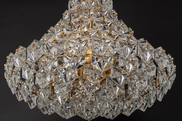 Huge Brass and Crystal Glass Chandelier by Kinkeldey, Germany, 1970s-UGR-1086281