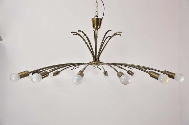 Huge Brass & Crystal Glass 14-Arm Chandelier Attributed to Lobmeyr, 1950s-SPD-895824