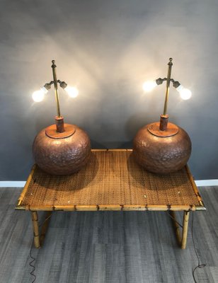 Huge Copper & Brass Table Lamps, Italy, 1970s, Set of 2-LYQ-1171752