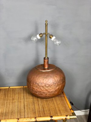 Huge Copper & Brass Table Lamps, Italy, 1970s, Set of 2-LYQ-1171752