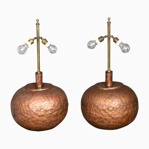 Huge Copper & Brass Table Lamps, Italy, 1970s, Set of 2-LYQ-1171752