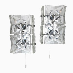 Huge Crystal Glass Wall Light Sconces from Kinkeldey, Germany, Set of 2-QZ-1137788