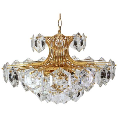 Huge German Gilt Brass and Crystal Glass Chandelier by Kinkeldey, 1960s-UGR-1085499