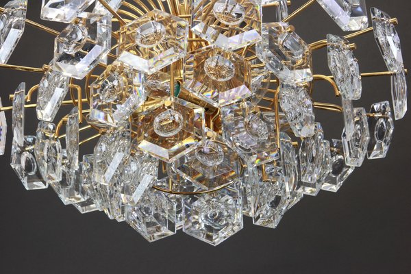 Huge German Gilt Brass and Crystal Glass Chandelier by Kinkeldey, 1960s-UGR-1085499