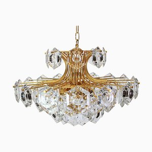 Huge German Gilt Brass and Crystal Glass Chandelier by Kinkeldey, 1960s-UGR-1085499