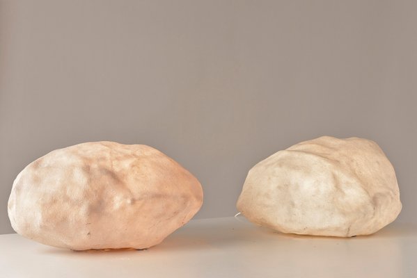 Huge Luminous Stone Caillou Lamps by André Cazenave for Atelier A, France, 1965s, Set of 2-LOB-1065365