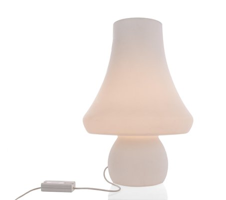 Huge Mushroom Table Lamp in White Murano Glass from De Majo, 1960s-DEK-932642