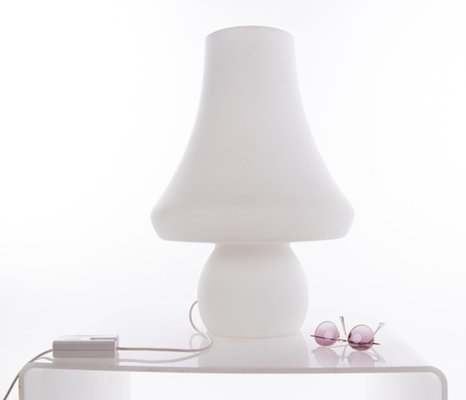 Huge Mushroom Table Lamp in White Murano Glass from De Majo, 1960s-DEK-932642