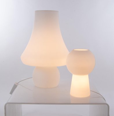 Huge Mushroom Table Lamp in White Murano Glass from De Majo, 1960s-DEK-932642