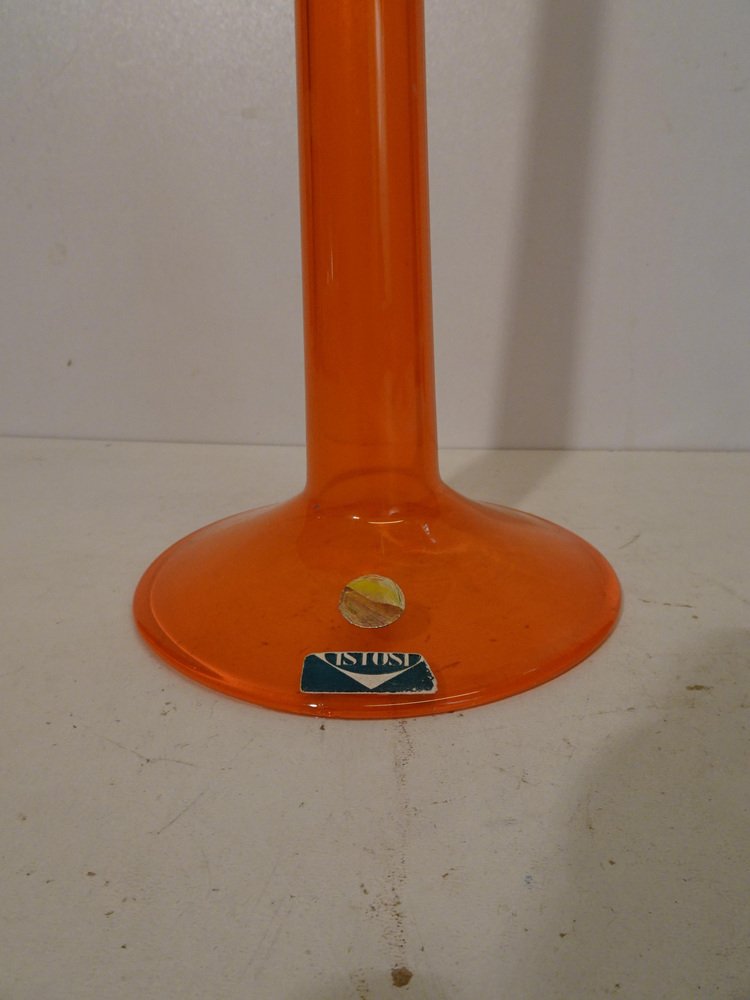 Huge Orange Art Glass Luciano Vistosi MuranoCandlestick