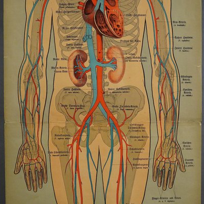 Human Lymphatic and Blood Vessels Anatomical Wall Chart