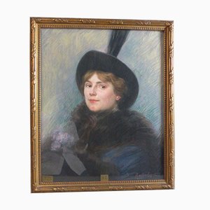 Humbert-Vignot, Art Deco Style Portrait, Pastel-WSV-968223